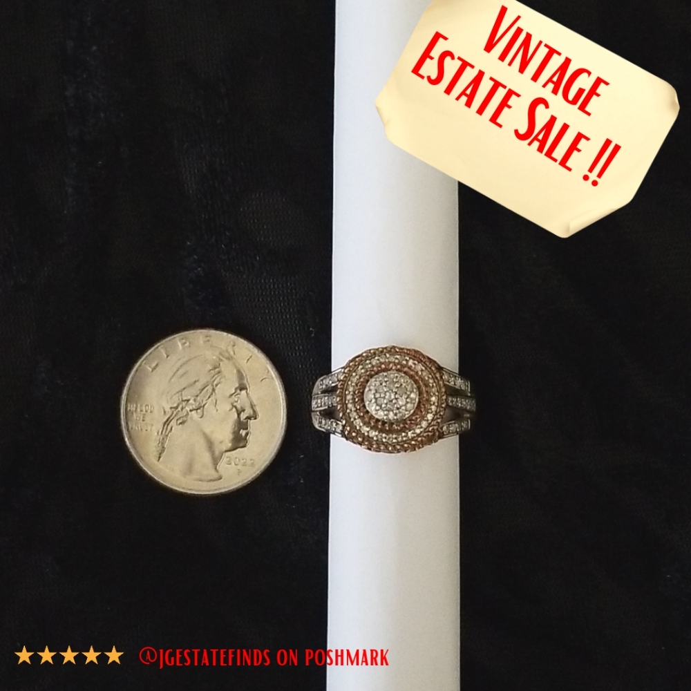 Vintage Estate Sterling Silver Ring with All Natural Diamonds
